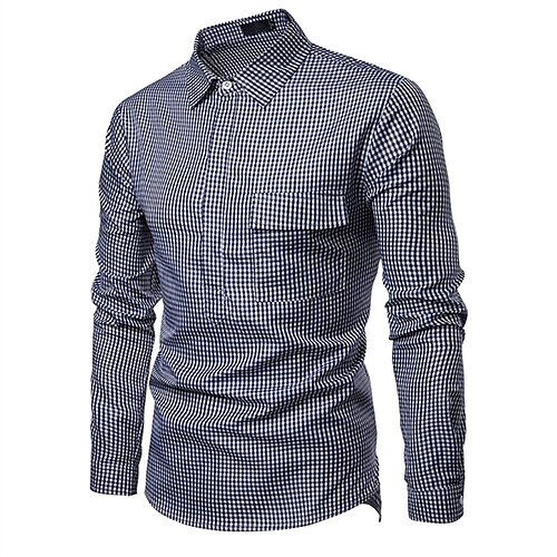 

Men's Shirt Plaid Turndown Casual Daily Button-Down Long Sleeve Tops Casual Fashion Breathable Comfortable Dark Gray