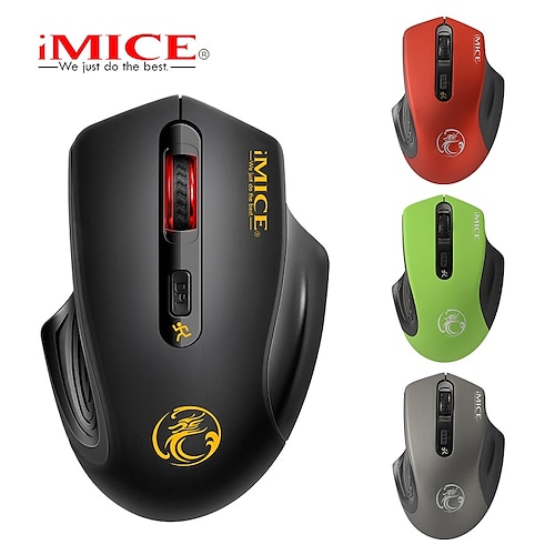 

iMICE E-1800 Wireless Mouse USB Computer Mouse 2.4GHz Ergonomic Ergonomic Mouse 2000 DPI Optical Mouse Gamer Mice Wireless for Laptop Gaming PC Desktop