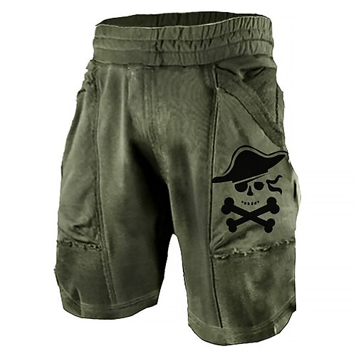 

Men's Designer Classic Style Active Shorts 3D Print Pocket Elastic Waist Short Pants Sports Outdoor Casual Micro-elastic Graphic Prints Skull Comfort Breathable Mid Waist Army Green S M L XL XXL