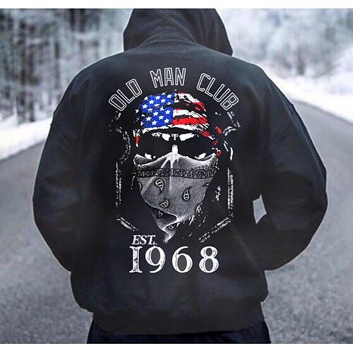 

Men's Unisex Pullover Hoodie Sweatshirt Graphic Prints Skull Flag Print Daily Sports 3D Print Casual Designer Hoodies Sweatshirts Navy Blue
