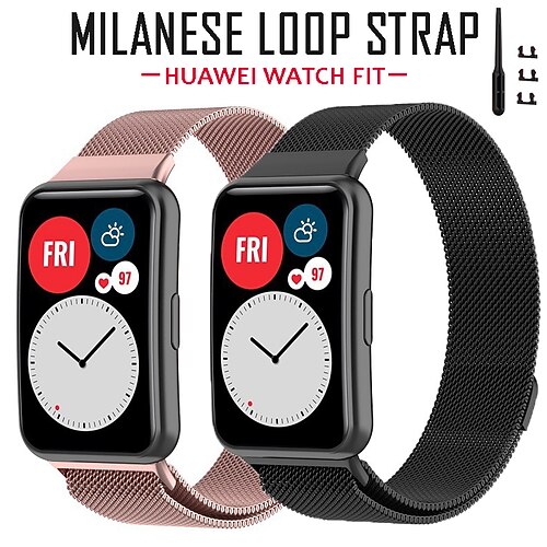 

1 pcs Smart Watch Band Compatible with Huawei Huawei Fit / Huawei Honor S1 Smartwatch Strap Magnetic Clasp Stainless Steel Buckle Shockproof Metal Band Replacement Wristband