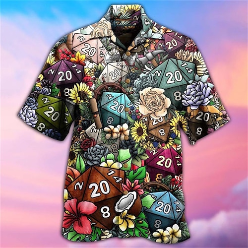 

Men's Shirt Cartoon Turndown Street Casual 3D Button-Down Tops Casual Fashion Breathable Comfortable Rainbow
