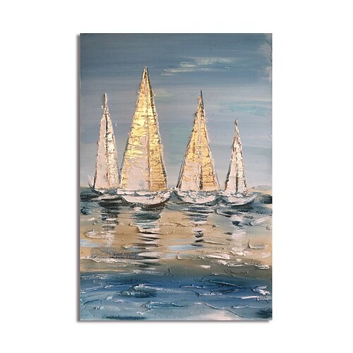 

Oil Painting Handmade Hand Painted Wall Art Abstract Boats Canvas Painting Home Decoration Decor Stretched Frame Ready to Hang