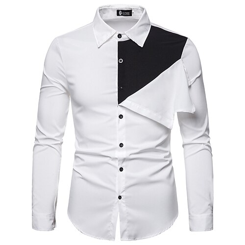 

Men's Dress Shirt Belt Turndown White Hot Stamping Outdoor Street Long Sleeve Button-Down Print Clothing Apparel Cotton Fashion Casual Breathable Comfortable