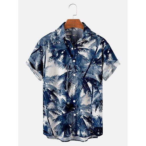 

Women's Casual Holiday Weekend Floral Bohemian Theme Blouse Shirt Tree Short Sleeve Button Print Shirt Collar Casual Hawaiian Beach Tops Blue S / 3D Print