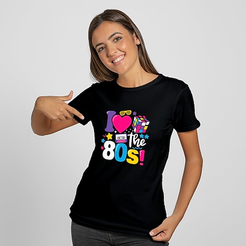 

Women's Geometric Funny Tee Shirt T shirt Letter Print Round Neck Vintage Tops Green Blue White