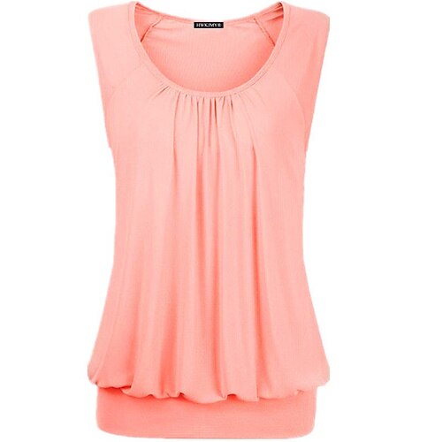 

Women's Plus Size Tops Tank Top Plain Ruched Sleeveless Crewneck Basic Daily Vacation Cotton Spring Summer Green Black