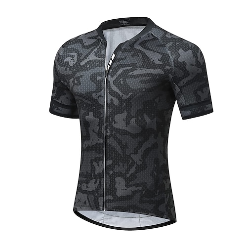 

21Grams Men's Cycling Jersey Short Sleeve Bike Top with 3 Rear Pockets Mountain Bike MTB Road Bike Cycling Breathable Quick Dry Moisture Wicking Reflective Strips Grey Camo / Camouflage Polyester