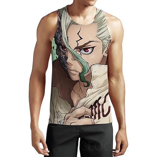 

Inspired by Dr Stone Ishigami Senku Cosplay Costume T-shirt 100% Polyester Pattern Harajuku Graphic Kawaii Vest For Men's / Sleeveless