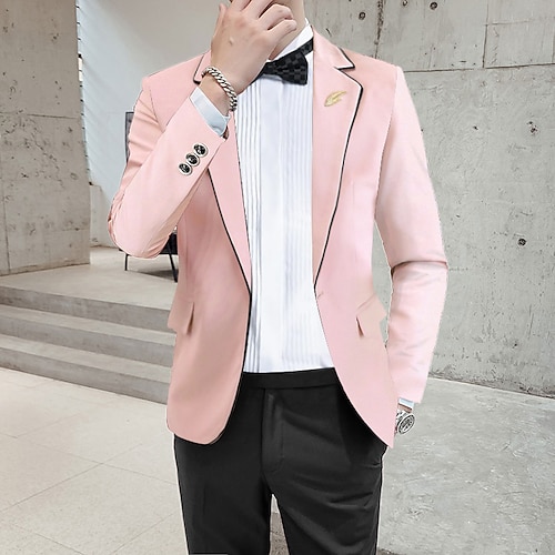 

White Black Pink Men's Wedding Homecoming Prom Suits 2 Piece Solid Colored Standard Fit Single Breasted One-button 2022