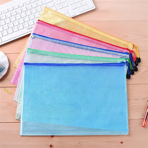 

Document Bag PP Waterproof Clear Multicolor File Organizer A4 Size Receipts Documents