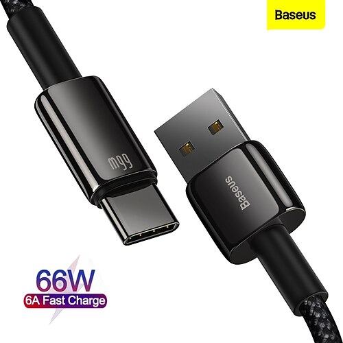 

Baseus Tungsten Gold Fast Charging Data Cable USB to Type-C 66W 1m Black