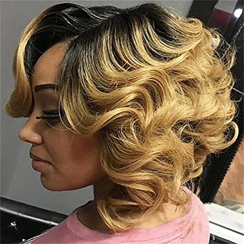 

Blonde Short Bob Wig With Bangs for Women 14 Inch Short Straight Synthetic Hair Wigs 613 Blonde Bob Wig With Bangs for Party Daily Use