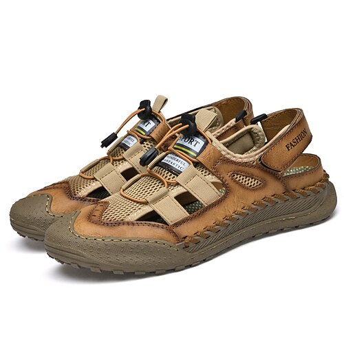 

Men's Sandals Casual Classic Daily Office Career Mesh PU Black Gold Spring Summer