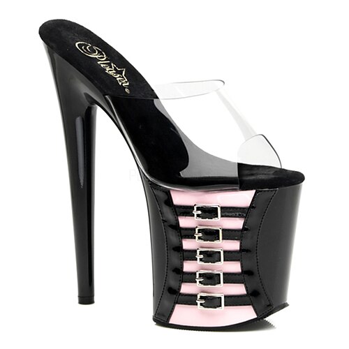 

Women's Mules Platform Sandals Party Beach Booties Ankle Boots Buckle Platform Round Toe Peep Toe Minimalism PU Leather Loafer Solid Colored Rosy Pink Red