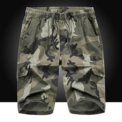 

Men's Cargo Shorts Hiking Shorts Tactical Cargo Pants Military Summer Outdoor Ripstop Breathable Quick Dry Lightweight Shorts Bottoms Drawstring Elastic Waist ArmyGreen Light Green Cotton Hunting