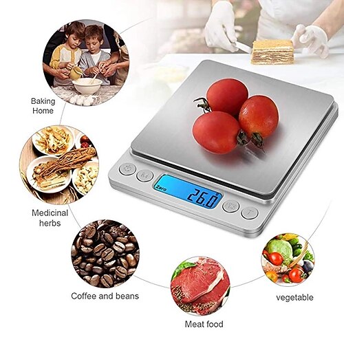

Digital 500g/0.01g Electronic Scales Pocket Case Jewelry Scale Household Weight Scale Weight Balance 3kg/0.1g Silver