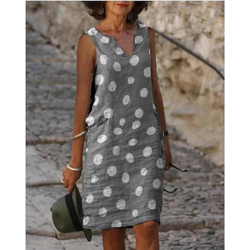

Women's Shift Dress Knee Length Dress Light Green Light gray Red Light Blue Sleeveless Paisley Print Summer V Neck Boho Cap Sleeve 2022 S M L XL XXL 3XL 4XL 5XL