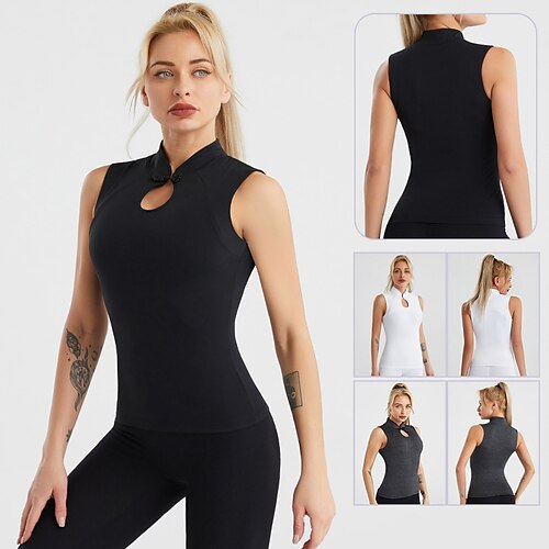 

Women's Yoga Top Stand Collar Solid Color Sport Athleisure Tee Tshirt Tank Top Sleeveless Breathable Quick Dry Lightweight Comfortable Yoga Gym Workout Running Activewear / Stretchy