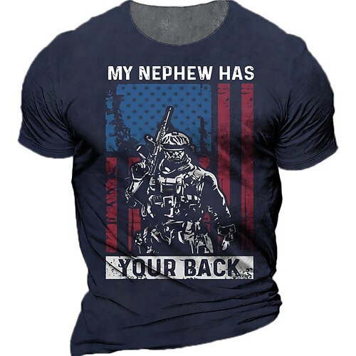 

Men's Unisex T shirt Tee 3D Print Graphic Prints Soldier Crew Neck Street Daily Print Short Sleeve Tops Casual Designer Big and Tall Sports Black Navy Blue