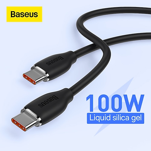 

Baseus Fast Charging Data Cable USB C to USB C 100W 6.6ft Liquid Silica Gel Soft Touch High Data Transfer Cord Compatible with Samsung Galaxy S22/S21/S20 Ultra, Note 20/10, MacBook Air, iPad