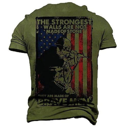 

Men's Unisex T shirt Tee 3D Print Graphic Prints Soldier National Flag Crew Neck Street Daily Print Short Sleeve Tops Casual Vintage Designer Big and Tall Army Green Navy Blue