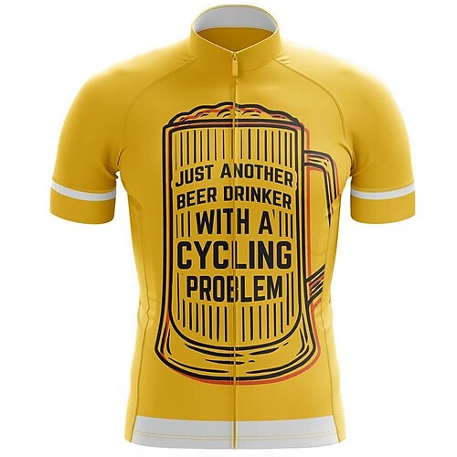 

21Grams Men's Cycling Jersey Short Sleeve Bike Top with 3 Rear Pockets Mountain Bike MTB Road Bike Cycling Breathable Quick Dry Moisture Wicking Reflective Strips Yellow Polyester Spandex Sports