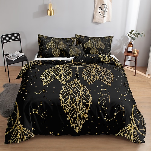 

Black 3-Piece Duvet Cover Set Hotel Bedding Sets Comforter Cover with Soft Lightweight Microfiber, Include 1 Duvet Cover, 2 Pillowcases for Double/Queen/King(1 Pillowcase for Twin/Single)