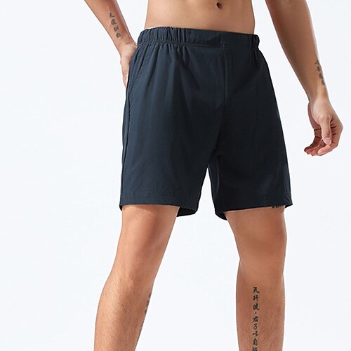 

Men's Casual Casual / Sporty Shorts Drawstring Pocket Elastic Waist Knee Length Pants Sports Outdoor Casual Micro-elastic Letter Breathable Quick Dry Mid Waist Black Navy Blue M L XL XXL 3XL / Summer