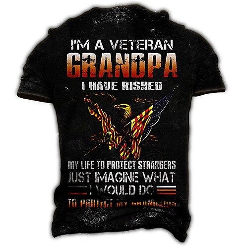 

Men's Unisex T shirt 3D Print Graphic Prints Eagle National Flag Crew Neck Street Daily Print Short Sleeve Tops Casual Designer Big and Tall Sports Black