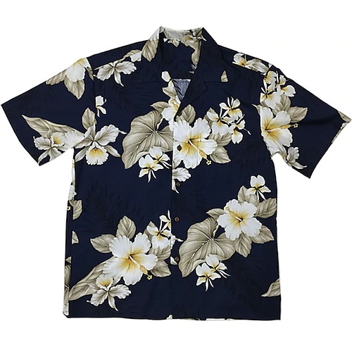 

Men's Shirt Floral Turndown Street Casual Button-Down Short Sleeve Tops Casual Fashion Comfortable Beach Black