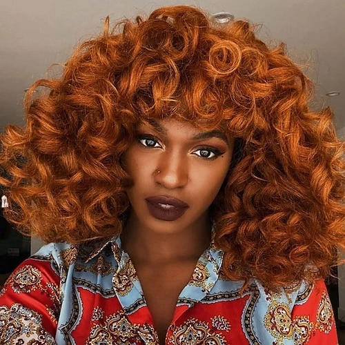 

African Curly Hair Fluffy Small Curly Women's Wig Light Brown To Set Off Different Temperament Short Wig Headgear