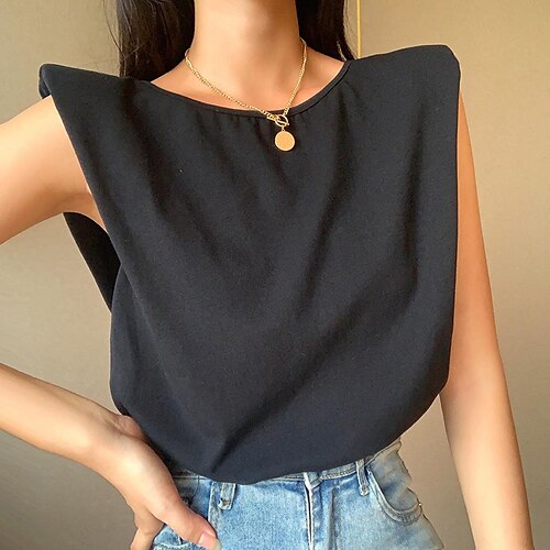 

Women's Tank Top Camis Plain Round Neck Casual Streetwear Tops Green White Black