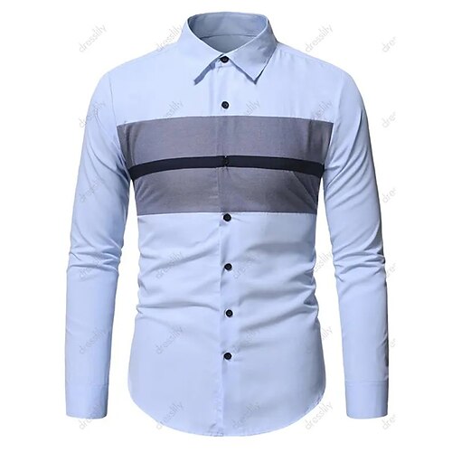 

Men's Shirt Striped Graphic Turndown Street Casual Button-Down Long Sleeve Tops Casual Fashion Breathable Comfortable Blue