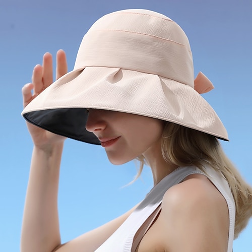 

summer sun hat women's outdoor uv protection wide-brimmed fisherman hat sun protection hat face-covering bow all-match sun hat