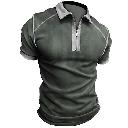 

Per uomo Camicia POLO Esterno Strada Collo ripiegabile Chiusura lampo quarto Manica corta Di tendenza Informale Tinta unita Cerniera Chiusura lampo quarto Estate Primavera Standard Verde scuro Camicia