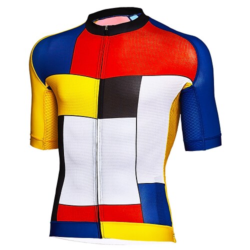 

21Grams Men's Cycling Jersey Short Sleeve Bike Top with 3 Rear Pockets Mountain Bike MTB Road Bike Cycling Breathable Quick Dry Moisture Wicking Reflective Strips Red White Color Block Polyester