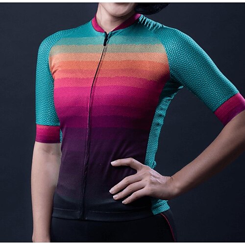 

21Grams Mulheres Camisa para Ciclismo Manga Curta Moto Blusas com 3 bolsos traseiros Ciclismo de Montanha Ciclismo de Estrada Respirável Pavio Humido Secagem Rápida Tiras Refletoras Verde Riscas