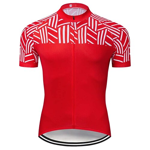 

21Grams Men's Cycling Jersey Short Sleeve Bike Top with 3 Rear Pockets Mountain Bike MTB Road Bike Cycling Breathable Quick Dry Moisture Wicking Reflective Strips Red Stripes Polyester Spandex Sports
