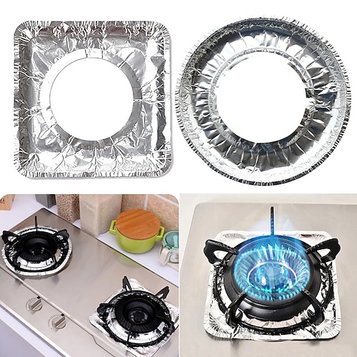 

Gas Stove Aluminum Foil Cleaning Pad Heat-resistant Greaseproof Paper Stove Burner Protective Cover Kitchen Accessories