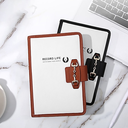 

Lined Notebook Lined A5 5.8×8.3 Inch Solid Color PU SoftCover with Lock Button 192 Pages Notebook for School Office Business