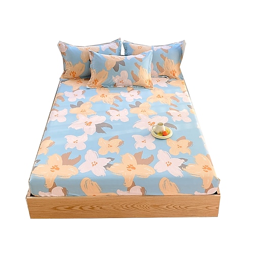 

1 Piece 100% Cotton Mattress Protector Soft Fitted Sheet Breathable Bed Mattress Cover, 10/25cm Deep Pocket(Not Include Pillowcase)