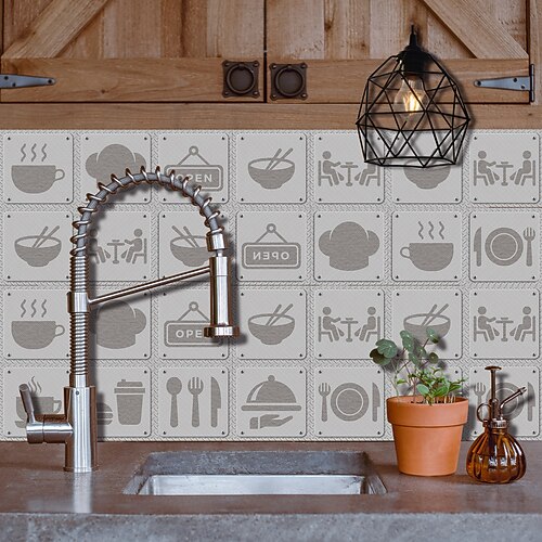 

Kitchen Oil-proof And Waterproof Tile Stickers Crystal Film Geneva Restaurant Pattern Tile Renovation Thickened Wall Stickers