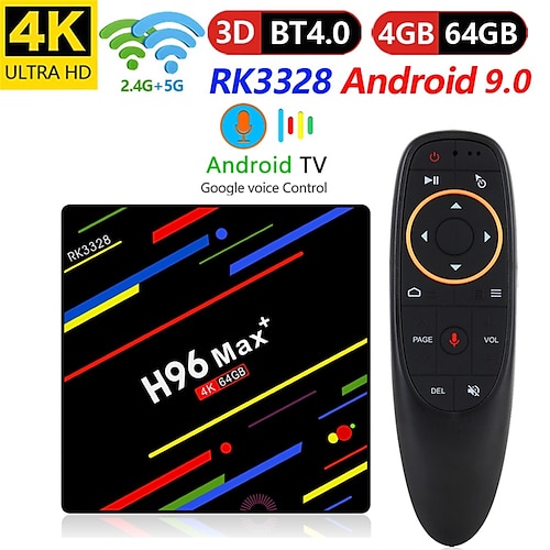 

H96 Max PLUS Android 9.0 TV Box Rockchip RK3328 4K Smart TV Box 2.4&5G Wifi BT4.0 4GB 64GB Media Player Media Player Set Top Box