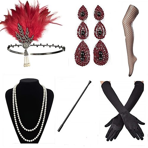 

The Great Gatsby Vintage 1920s Renaissance The Great Gatsby Flapper Headband Women's Costume Earrings Vintage Cosplay Formal Evening Headband Halloween