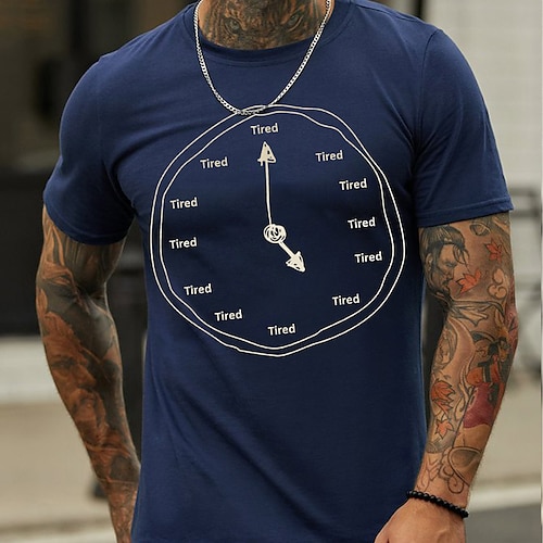 

Hombre Camiseta Graphic Reloj Cuello Barco Verde Trébol Azul Marino Gris Negro Estampado en caliente Exterior Casual Manga Corta Estampado Ropa Vintage Moda Design Grande y alto / Verano / Verano