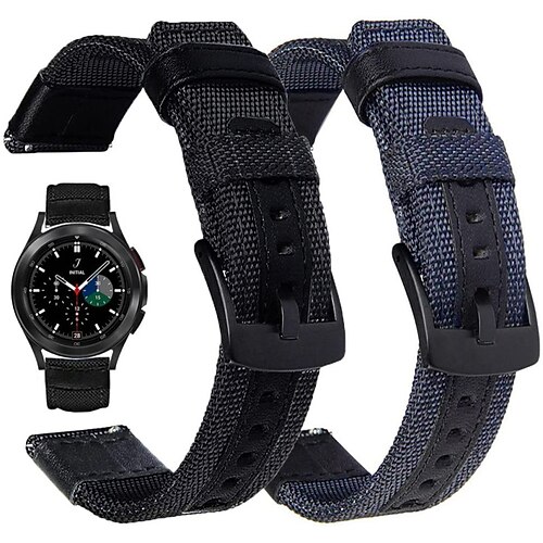 

2 PCS Smart Watch Band for Samsung Galaxy Watch 4 Classic 42mm / 46mm, Watch 4 40mm / 44mm, Watch 3 41mm, Watch 42mm Watch Active 2 40mm / 44mm, Watch Active 40mm 20mm Nylon Smartwatch Strap