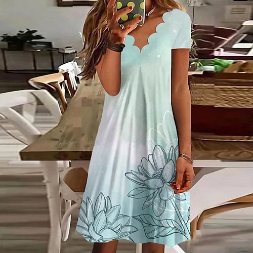 

Mulheres Vestido casual Minivestido Preto Branco Azul Marinha Manga Curta Cores Gradiente Imprimir Primavera Verão Decote V Férias Ajuste Largo 2023 S M L XL XXL 3XL 4XL 5XL