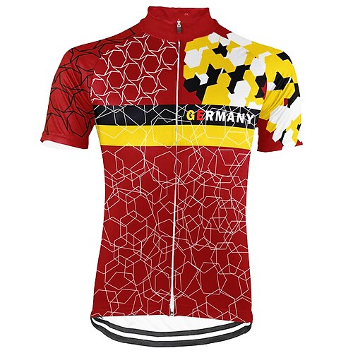 

21Grams Men's Cycling Jersey Short Sleeve Bike Top with 3 Rear Pockets Mountain Bike MTB Road Bike Cycling Breathable Quick Dry Moisture Wicking Reflective Strips Red Polyester Spandex Sports