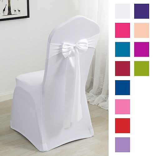 

10 PCS Satin Chair Sashes Bows for Wedding Chair Back Tie for Banquet, Party, Hotel Decorations Fit Width 35~48cm/13~19in(without Chair Cover)